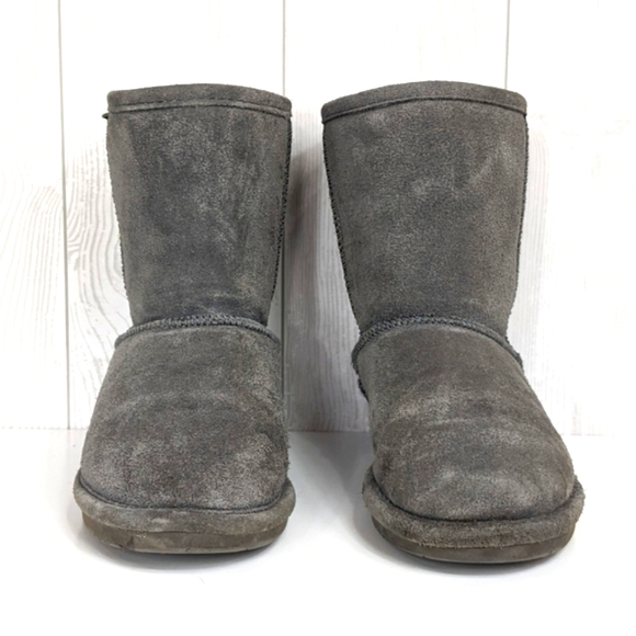 Bearpaw Winter Boots Size Youth 4 Girls Suede Wool Blend Liner Grey - Picture 3 of 11